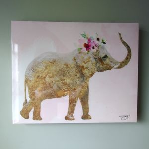 LIKE NEW Empire Art Direct Sparkley Floral Elephant Print on Canvas
